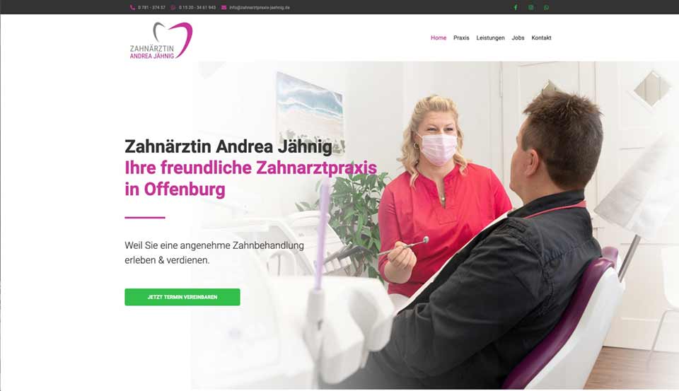 Zahnarztpraxis Andrea Jähnig in Offenburg ... Webdesgin von Social Selling Agency Erfurt